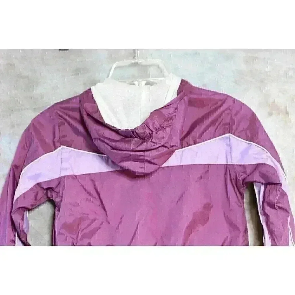 Girls PUMA size 5/M two-tone purple w/hood pockets zip lined hoodie/windbreaker